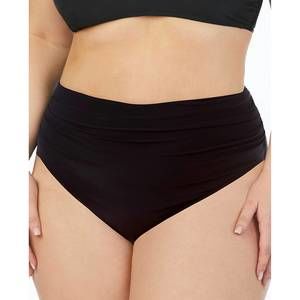 NEW MAGICSUIT plus size shirred brief swim bottom in black